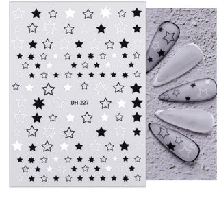 Aufkleber 3d Stars black & white