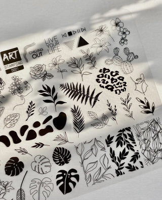 0001 Matte stamping schablone + design blatt ART STAMPING