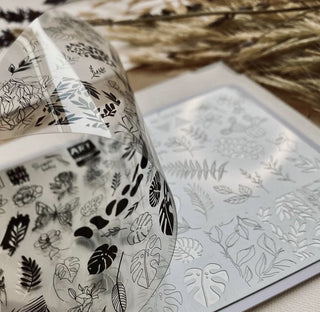 0001 Matte stamping schablone + design blatt ART STAMPING