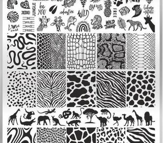 30 SAFARI stamping schablone + design blatt TAKIDA