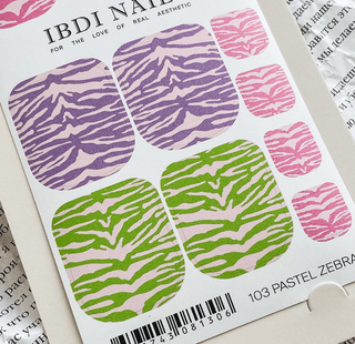 103 PASTEL ZEBRA -  PEDIKÜRE Nail Wraps IBDI Nails