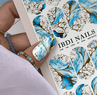 19 AZURE & GOLD - Nail Wraps IBDI Nails
