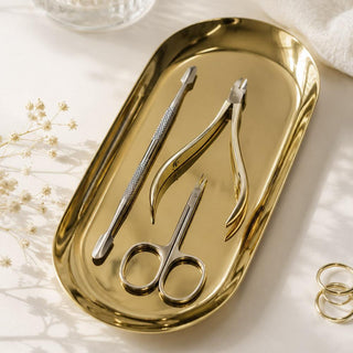 Metall-Instrumententablett – oval, Gold