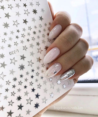 Aufkleber 3d Stars silver