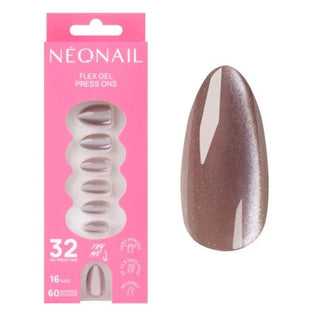 Flex Gel Press Ons 32 pc - Blush Cat Eye Medium Almond Neonail