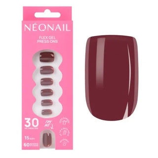 Flex Gel Press Ons 30 pc - Merlot Short Square Neonail